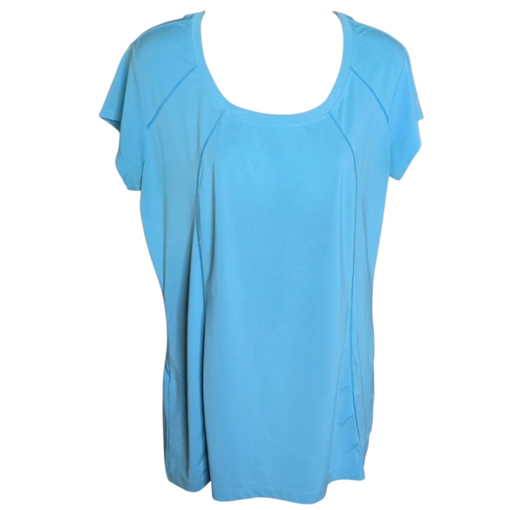 Columbia Womens Athletic Shirt Large Blue Omni-Freeze Stretch Cooling Activewear